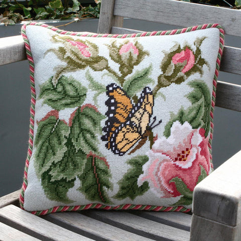 Rose Garden pale Butterfly needlepoint kit