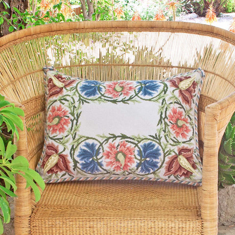 Flower border needlepoint kit with light background