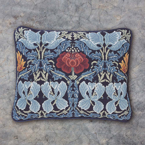 Tulip & Rose needlepoint kit with dark blue background