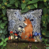 Fox needlepoint kit in the garden