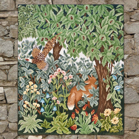 Greenery Fox and Pheasant needlepoint kit