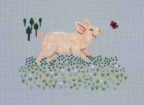 Piggy in the Middle Cross Stitch Pattern Piglet Pig Mini -  in